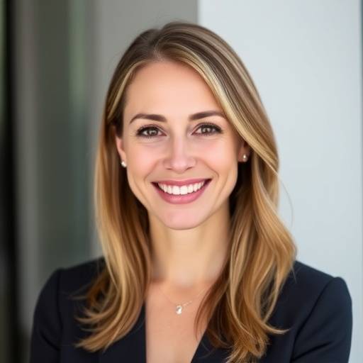 Portrait d'Isabelle Moreau, fondatrice et PDG d'Azur Évasion, souriant et regardant la caméra